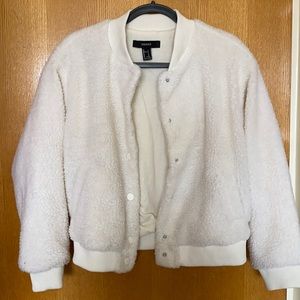 White Sherpa Bomber Style Jacket